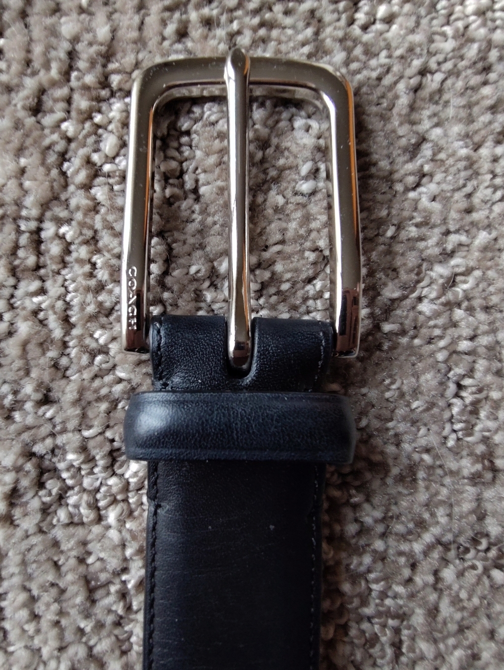 Coach Black Leather Belt with Silver Buckle Size 32